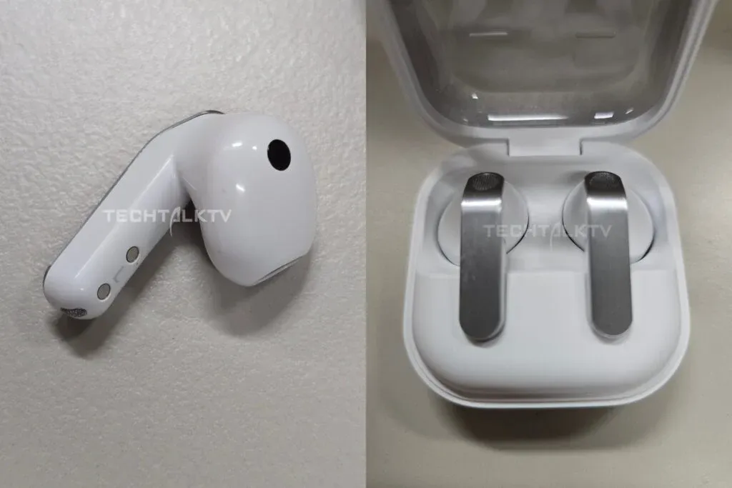 Tampilan unit dummy Samsung Galaxy Buds 4 Pro dengan desain tangkai flat (Photo: Samsung)