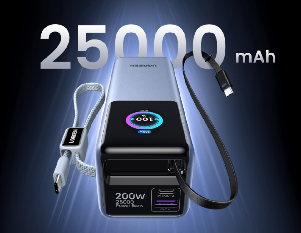 Ugreen Nexode Pro 25000mAh power bank laptop dengan layar TFT menyala (Photo: Ugreen, Anker)