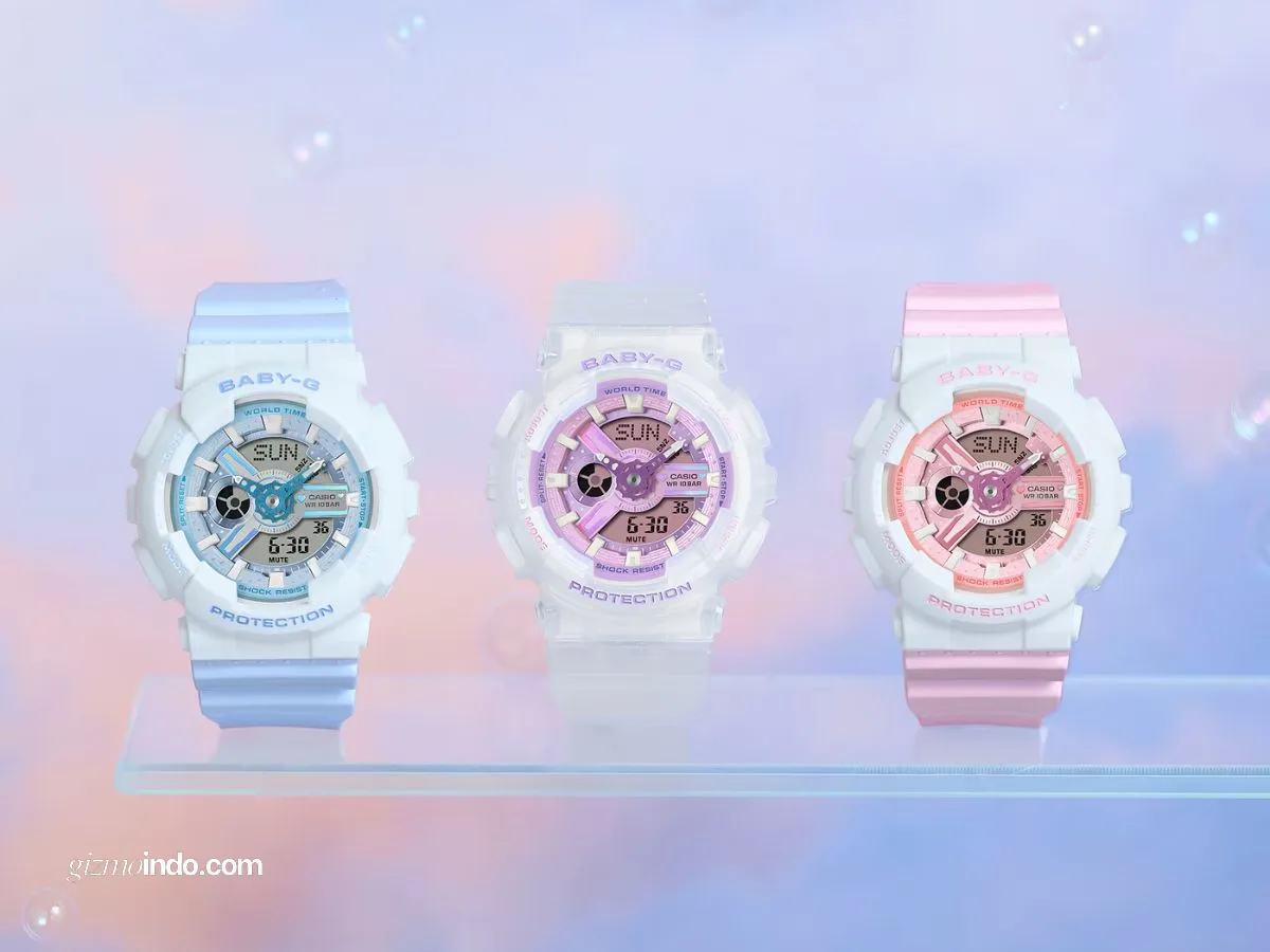 Update Lengkap Casio Baby-G pastel transparan: warna lembut, strap bening, dan fitur harian (Photo: Casio, Gizmochina)