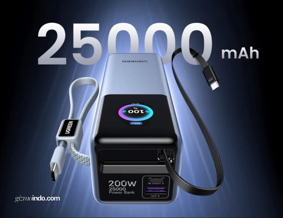 Update Lengkap Ugreen Nexode Pro 25000mAh power bank laptop: 200W, kabel USB-C ganda, dan layar TFT (Photo: Ugreen, Anker)