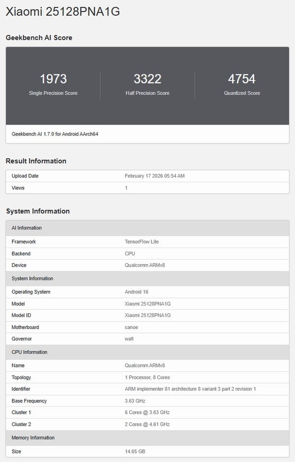 Spesifikasi Xiaomi 17 Ultra Leica Edition Bocor di Geekbench AI, Review Performa dan Kamera Resmi (Photo: Xiaomi, Geekbench)